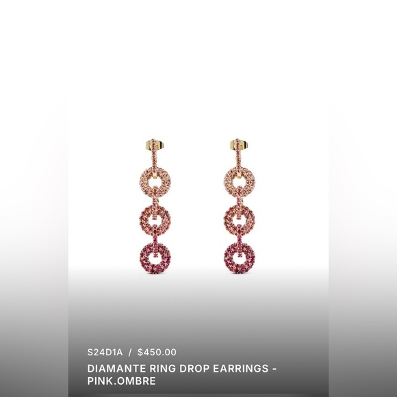 DIAMANTE RING DROP EARRINGS - PINK.OMBRE - Picture 4 of 4